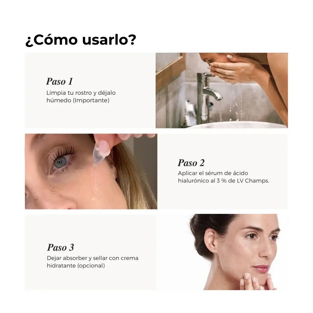 Serum Ultra Hidratante-Reparador con 3% de Ácido Hialurónico de LV Champs (30 Ampollas)